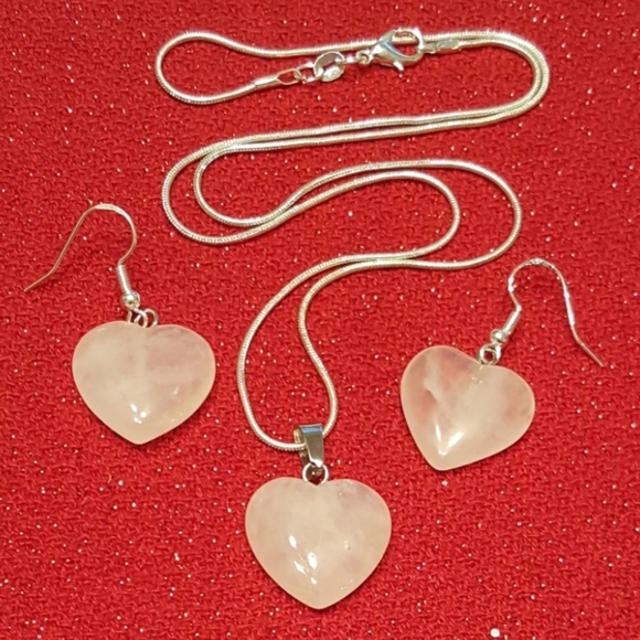 NWOT stone heart necklace & earring set. - Picture 2 of 6